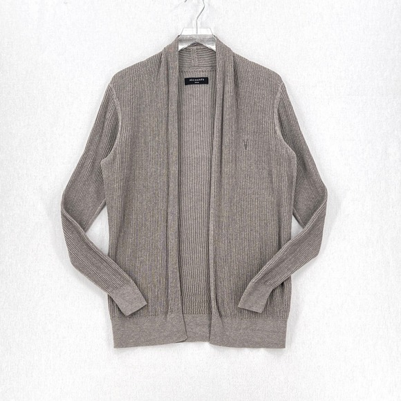 ALLSAINTS Other - ALLSAINTS Stein Cardigan Mens Small Taupe Brown Ribbed Knit Open Front